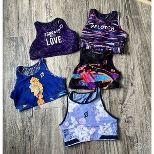 Peloton High Neck Mesh Back gym Sports Bra’s Sz Medium lot of 5 multicolor #105